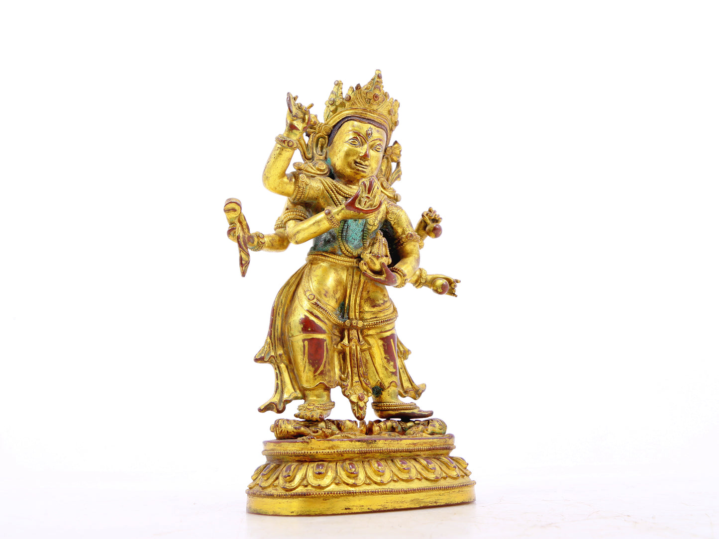 A serene gilt bronze Vajra statue