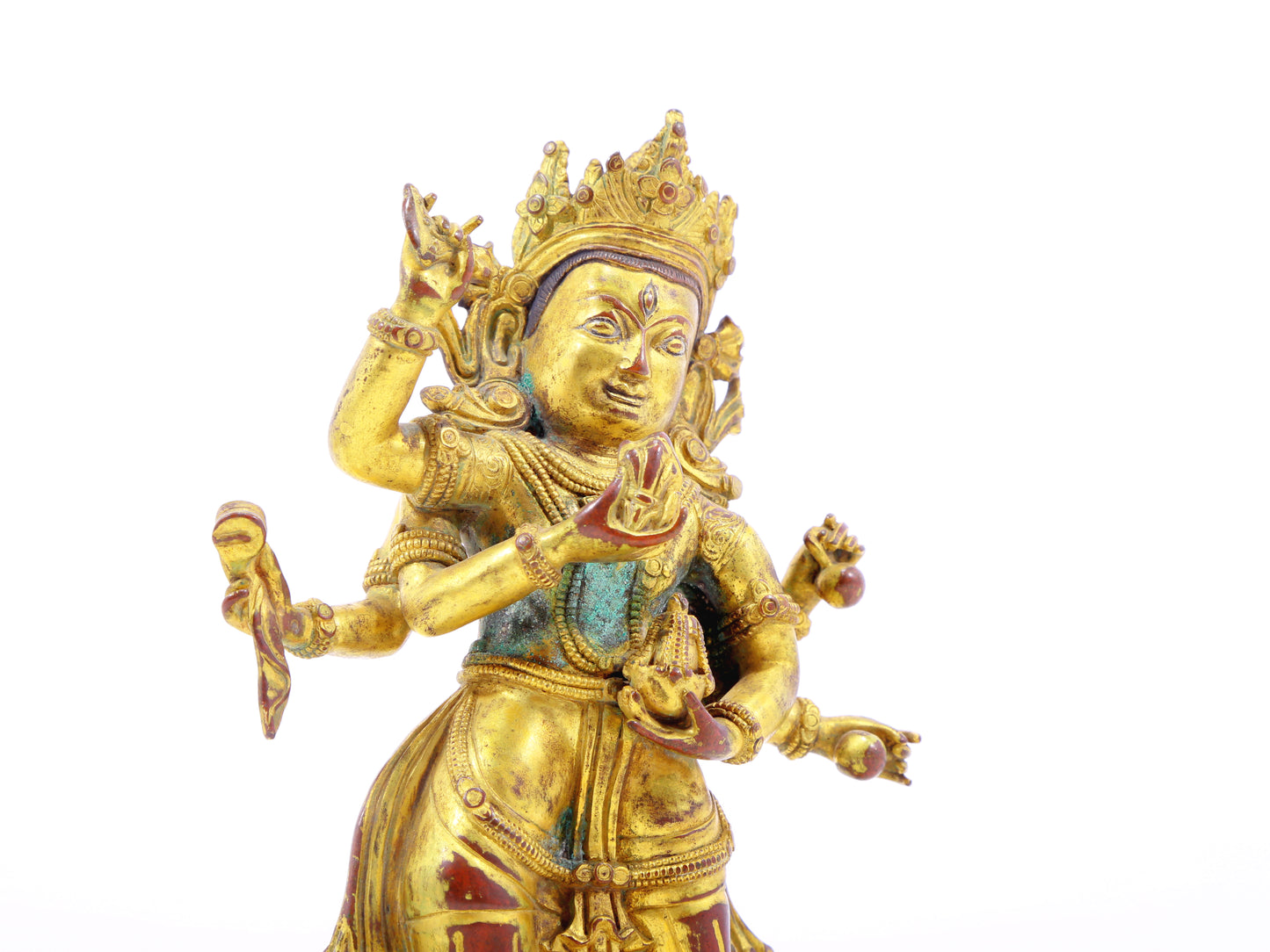 A serene gilt bronze Vajra statue