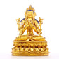 A solemn gilt bronze statue of Manjushri Bodhisattva