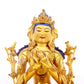 A solemn gilt bronze statue of Manjushri Bodhisattva