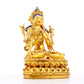 A solemn gilt bronze statue of Manjushri Bodhisattva