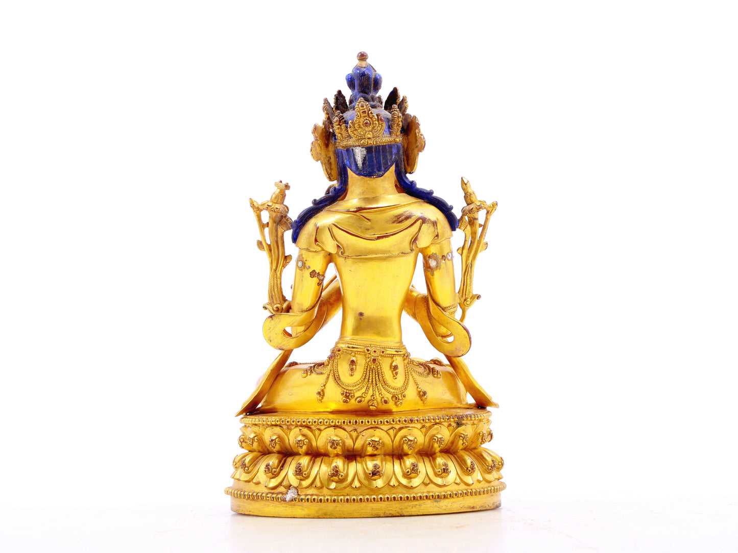 A solemn gilt bronze statue of Manjushri Bodhisattva