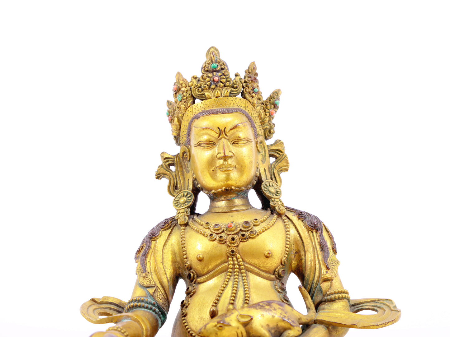 A solemn gilt bronze statue of the God of Wealth