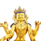 A solemn gilt bronze six-armed Guanyin statue