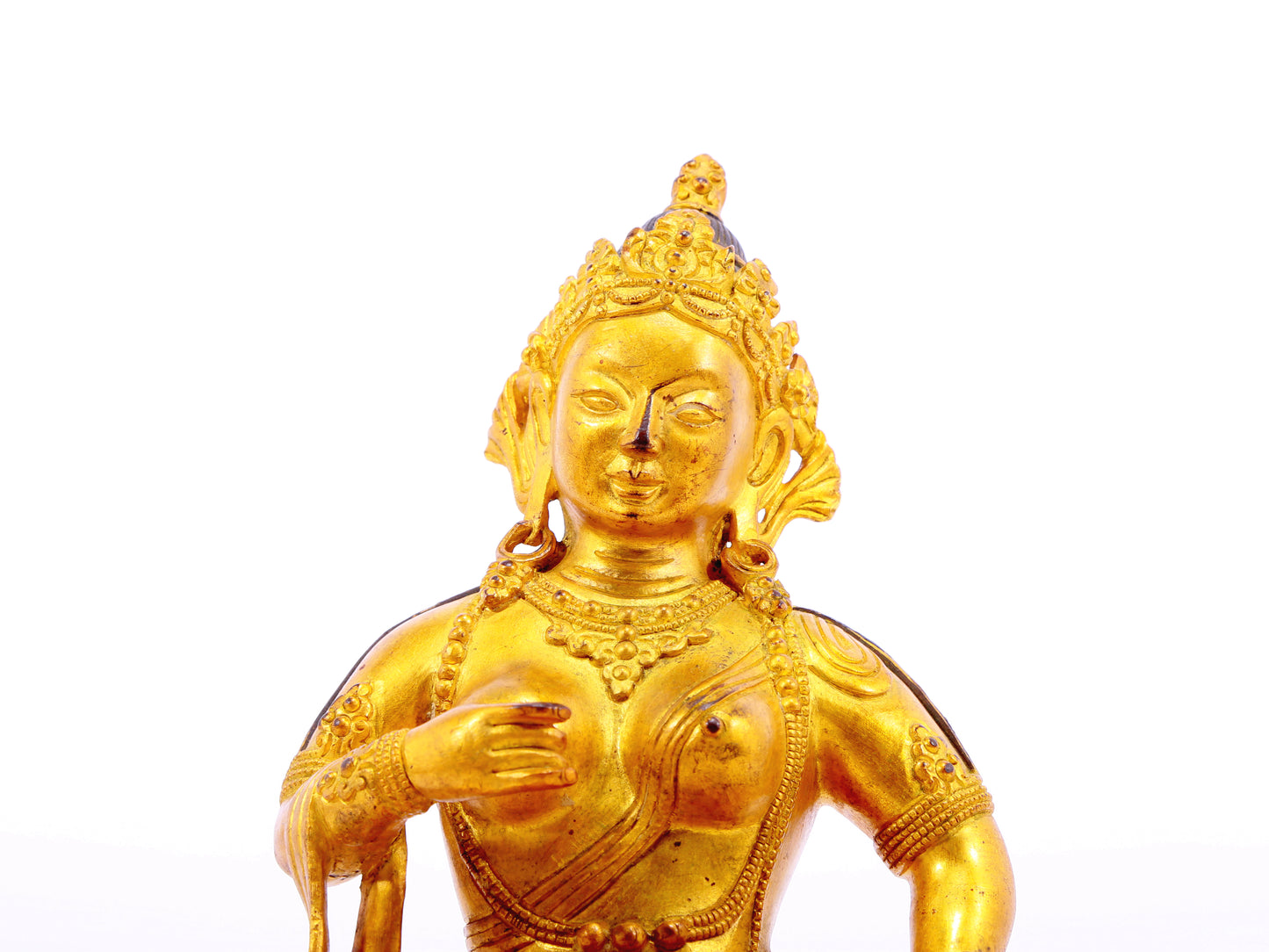 A solemn gilt bronze statue of Bodhisattva