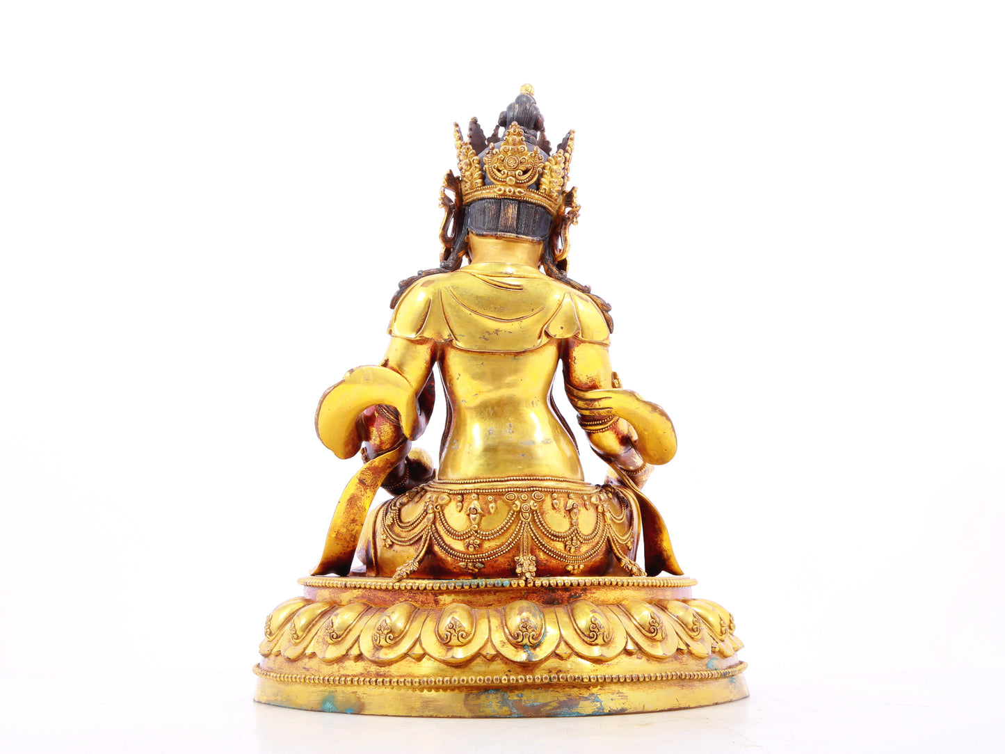 A solemn gilt bronze statue of the God of Wealth