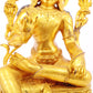 A solemn gilt bronze statue of green Tara