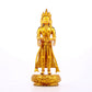 A solemn gilt bronze Bodhisattva stands