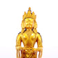 A solemn gilt bronze Bodhisattva stands