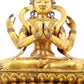 A solemn gilt bronze statue of Bodhisattva