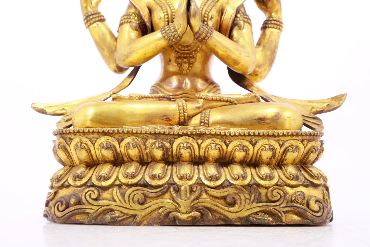 A solemn gilt bronze statue of Bodhisattva