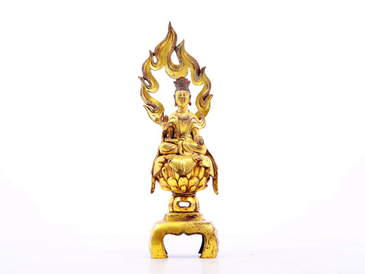 A serene gilt bronze statue of Bodhisattva