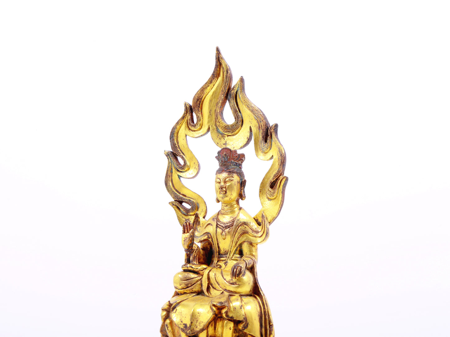 A serene gilt bronze statue of Bodhisattva