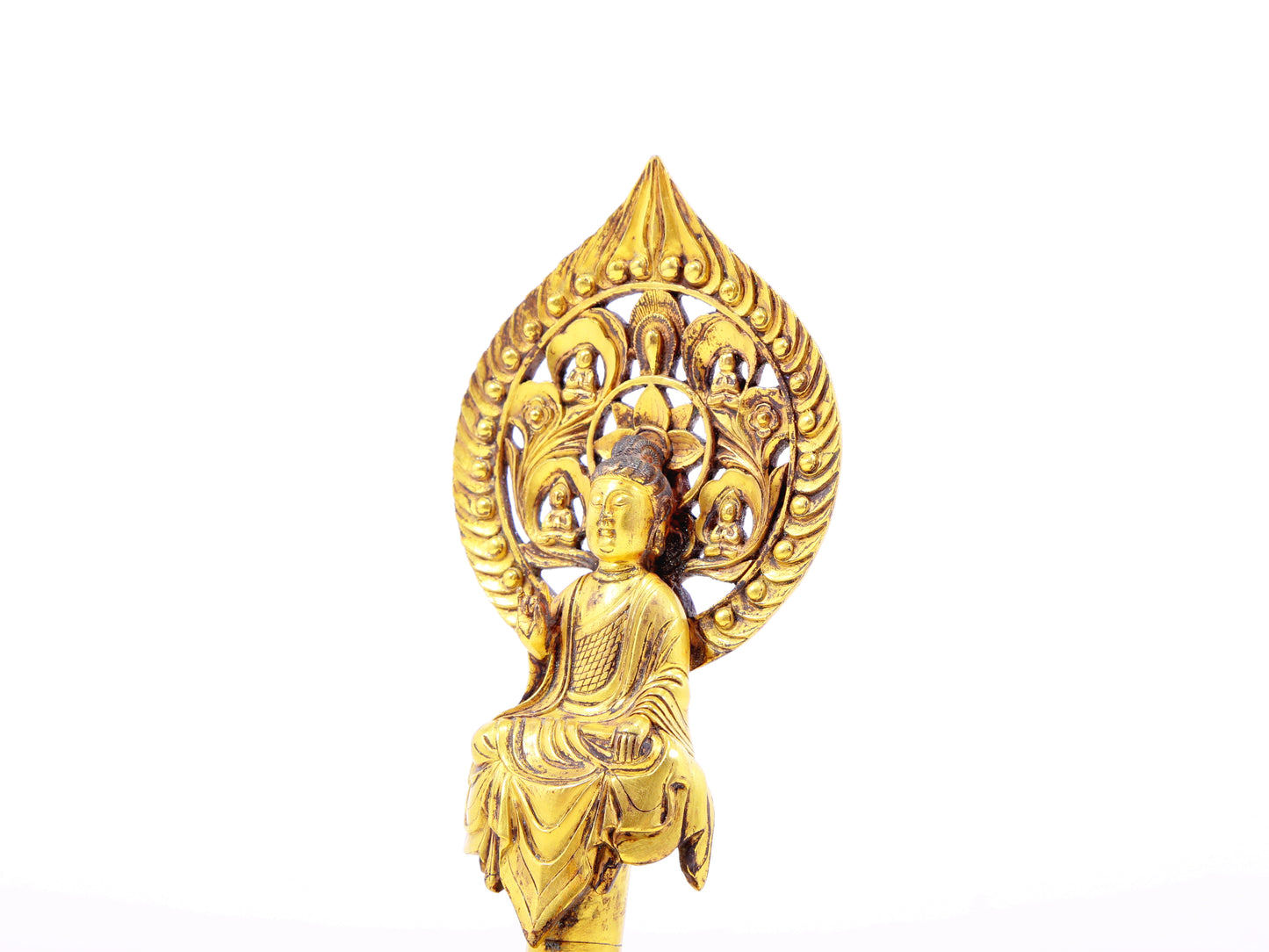 A serene gilt bronze statue of Bodhisattva