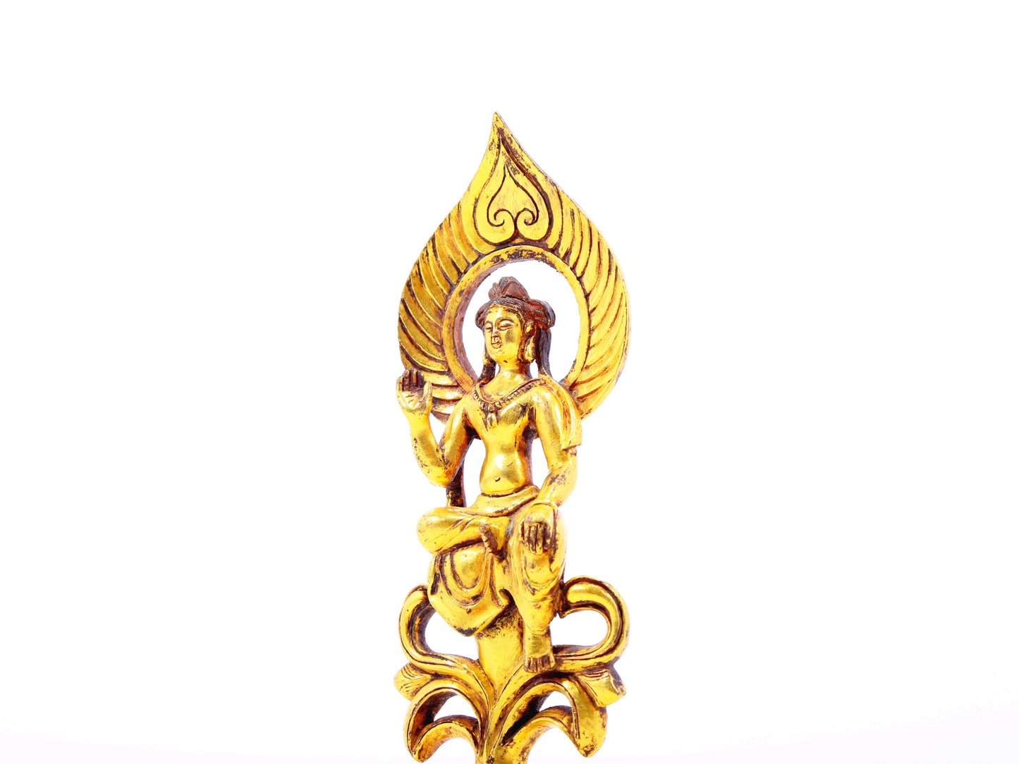 A serene gilt bronze statue of Bodhisattva