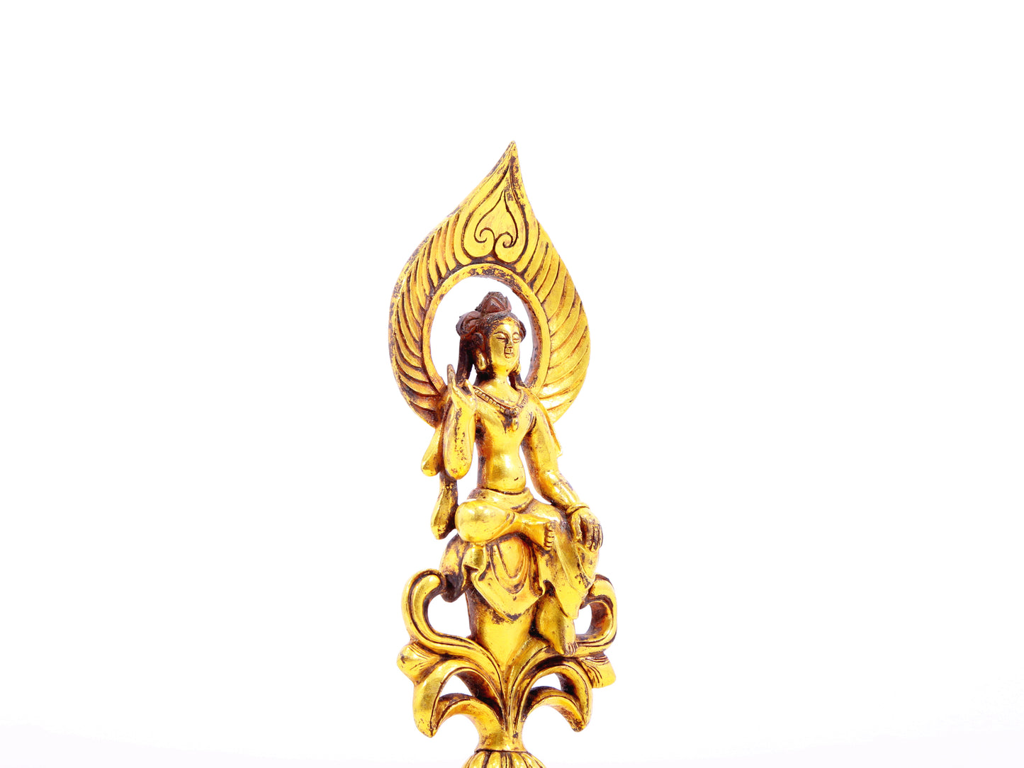 A serene gilt bronze statue of Bodhisattva