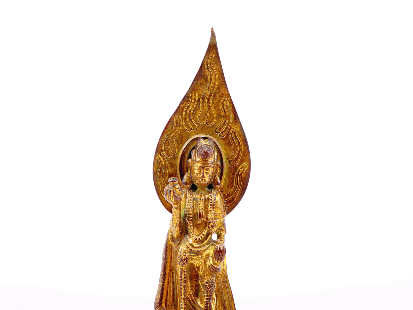 A serene gilt bronze statue of Bodhisattva