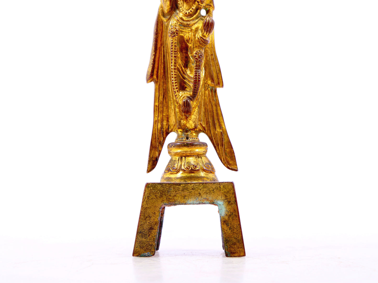 A serene gilt bronze statue of Bodhisattva