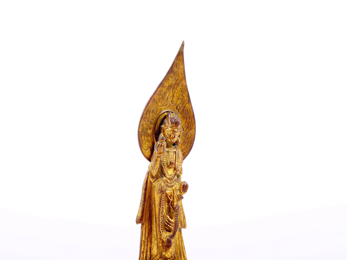 A serene gilt bronze statue of Bodhisattva