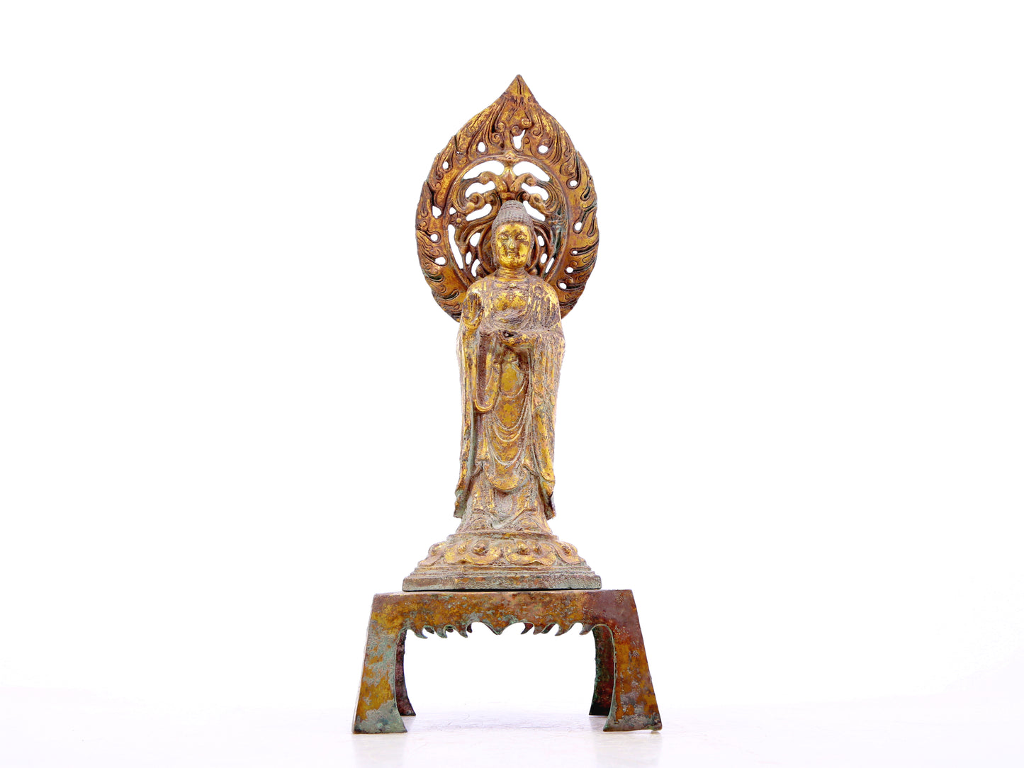 A serene alloy bronze statue of Gautama Buddha