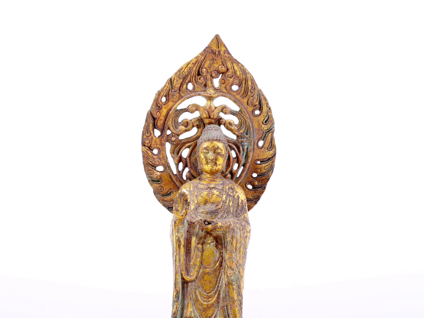 A serene alloy bronze statue of Gautama Buddha