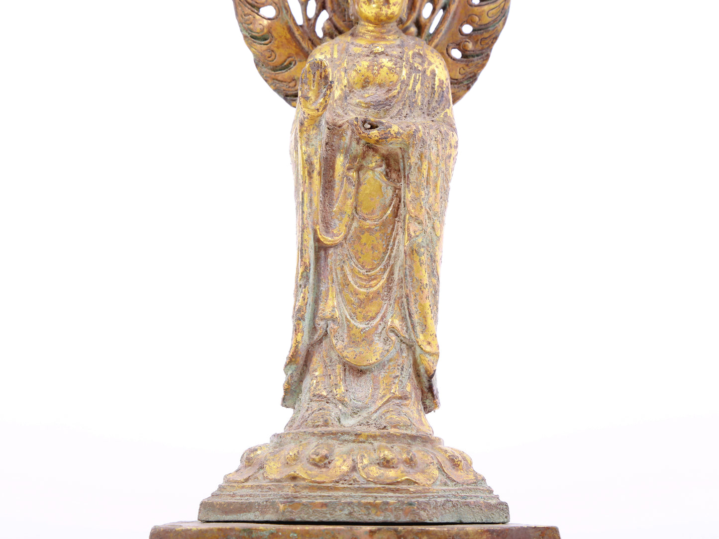 A serene alloy bronze statue of Gautama Buddha