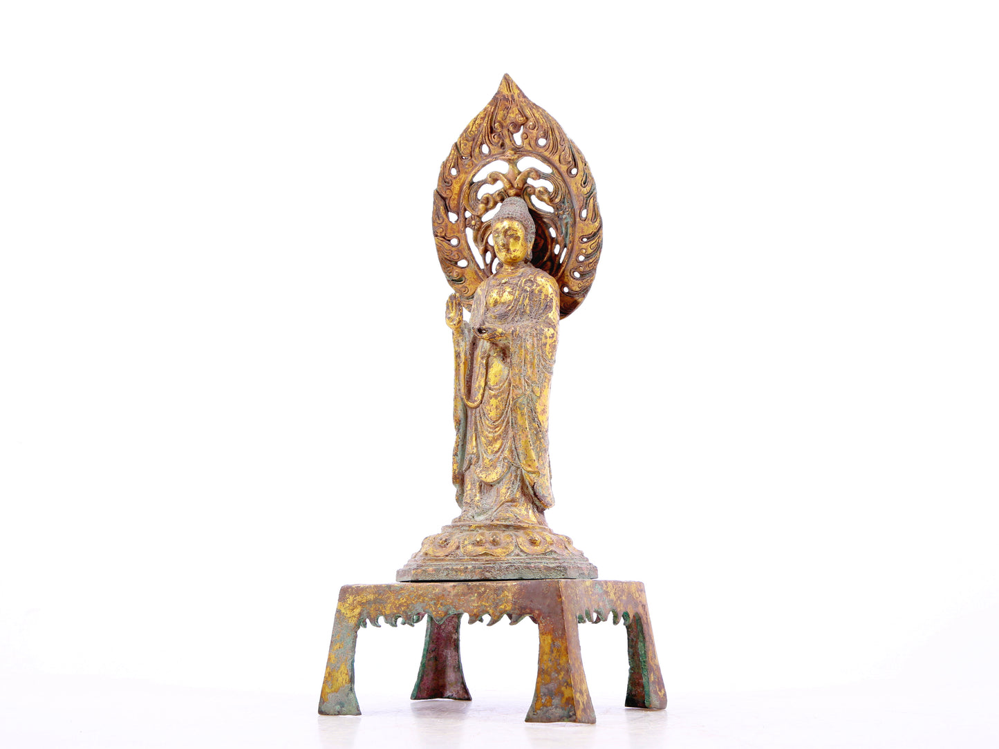 A serene alloy bronze statue of Gautama Buddha