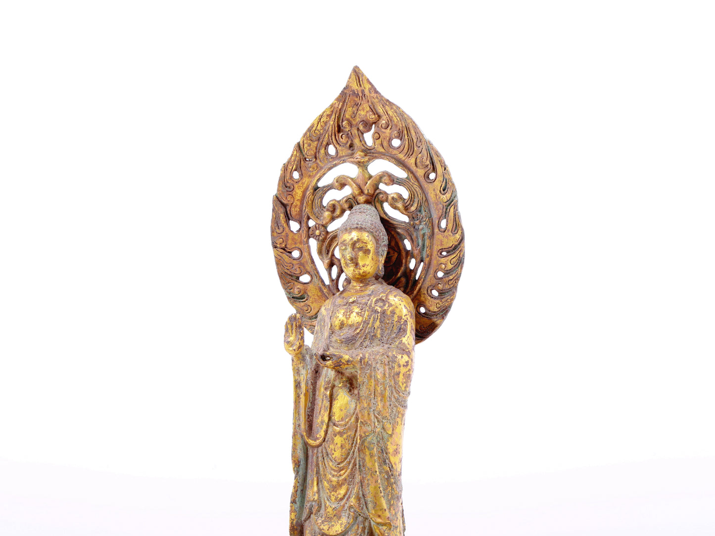 A serene alloy bronze statue of Gautama Buddha