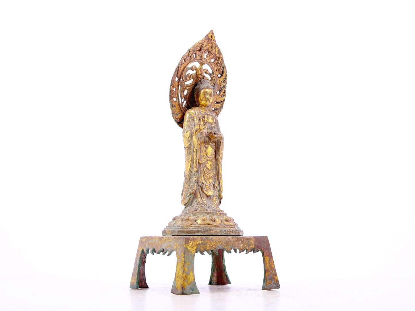 A serene alloy bronze statue of Gautama Buddha