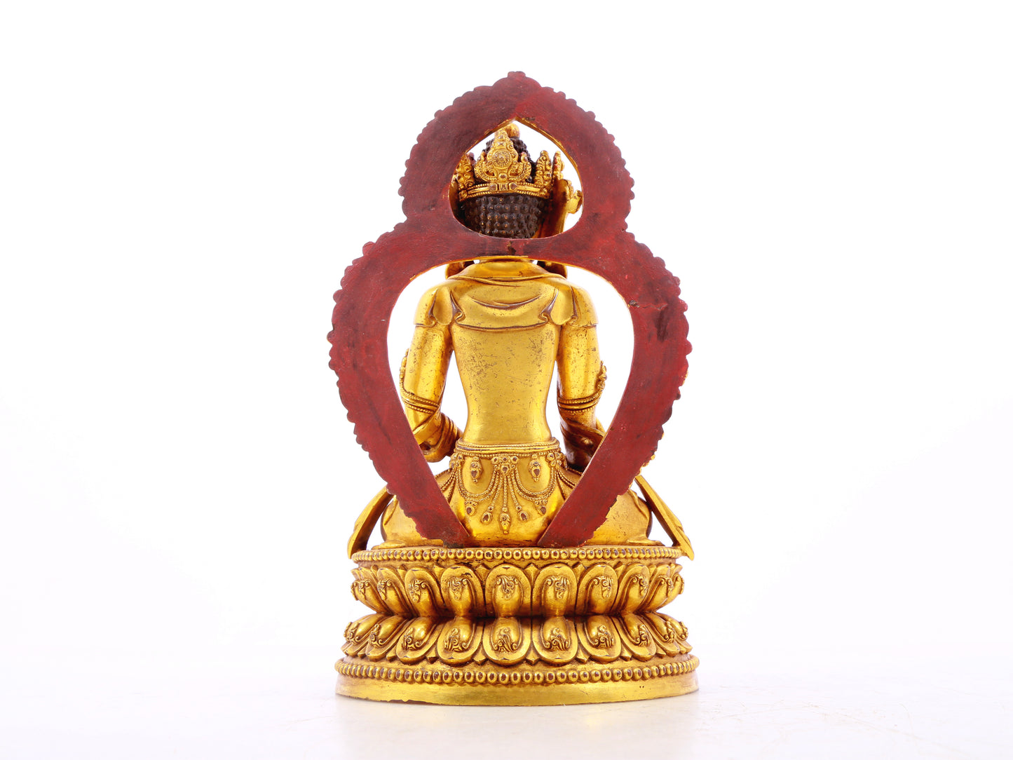 A solemn gilt bronze Bodhisattva statue