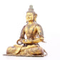 A solemn gilt bronze statue of Bodhisattva inlaid with precious stones