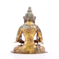 A solemn gilt bronze statue of Bodhisattva inlaid with precious stones