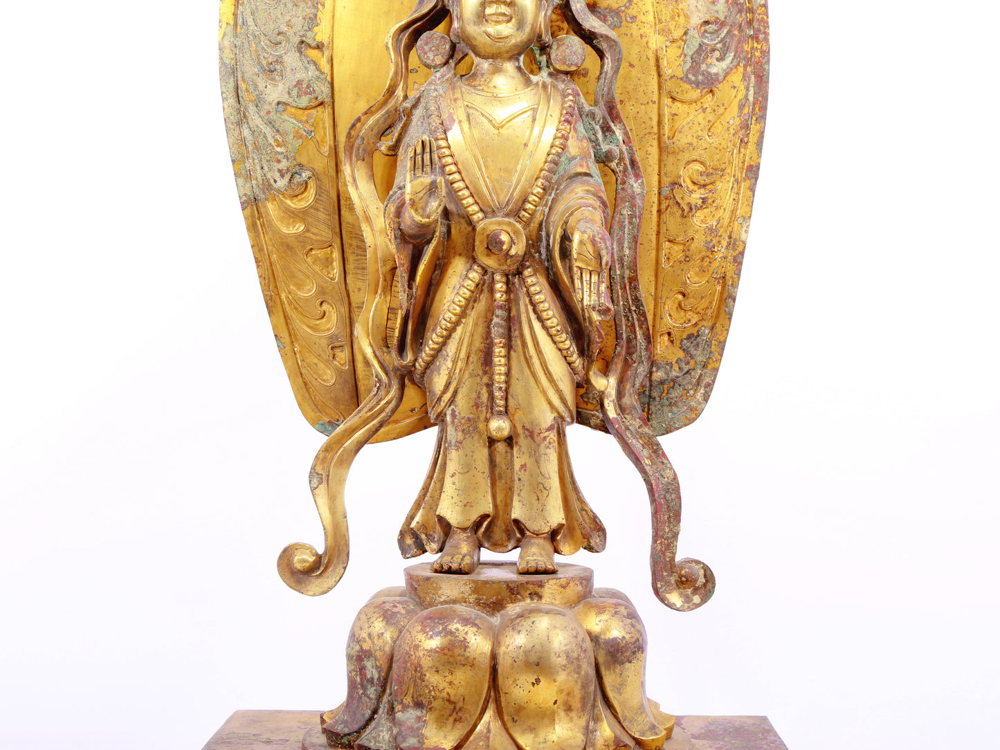 A serene gilt bronze statue of Bodhisattva