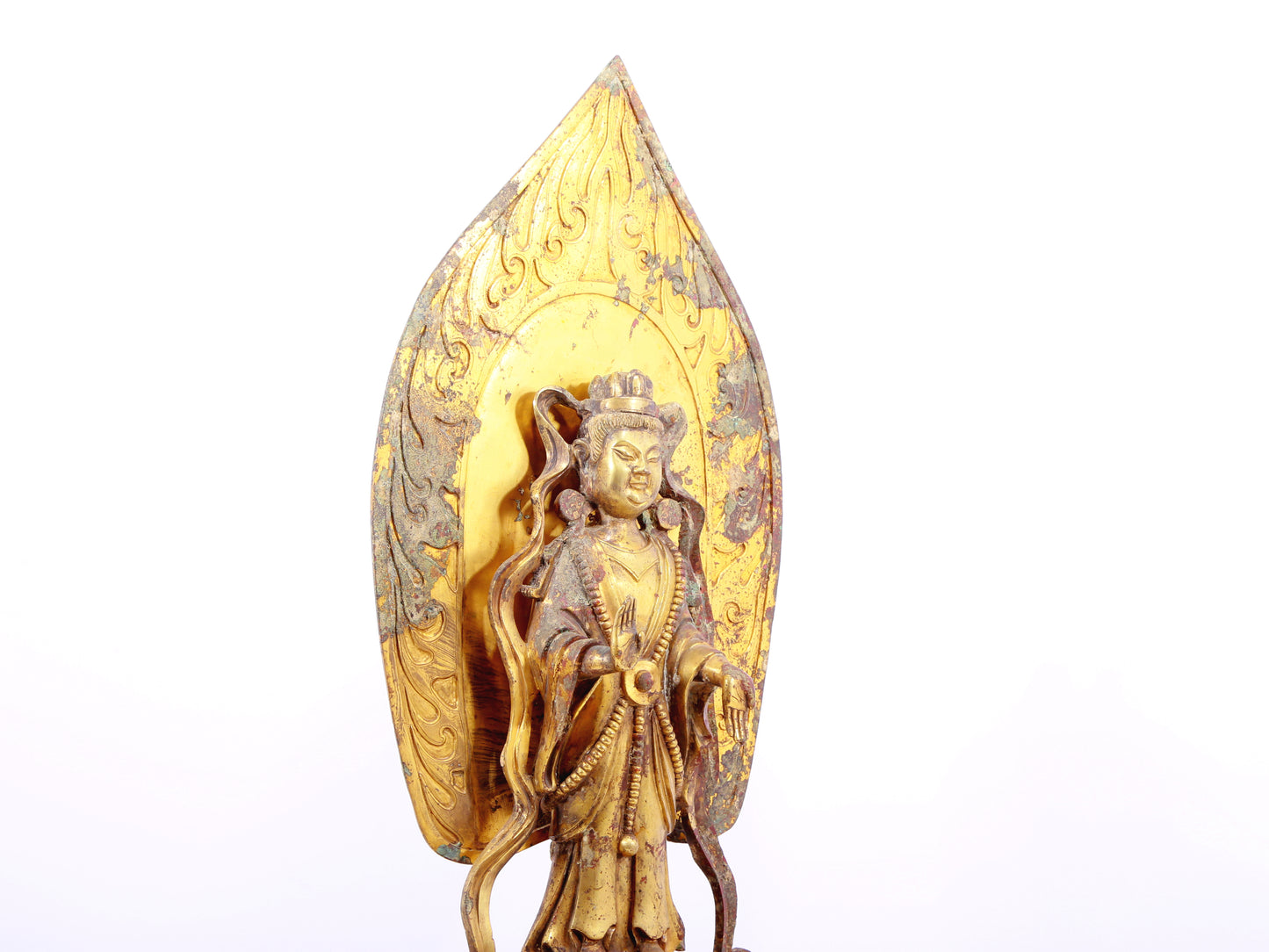 A serene gilt bronze statue of Bodhisattva