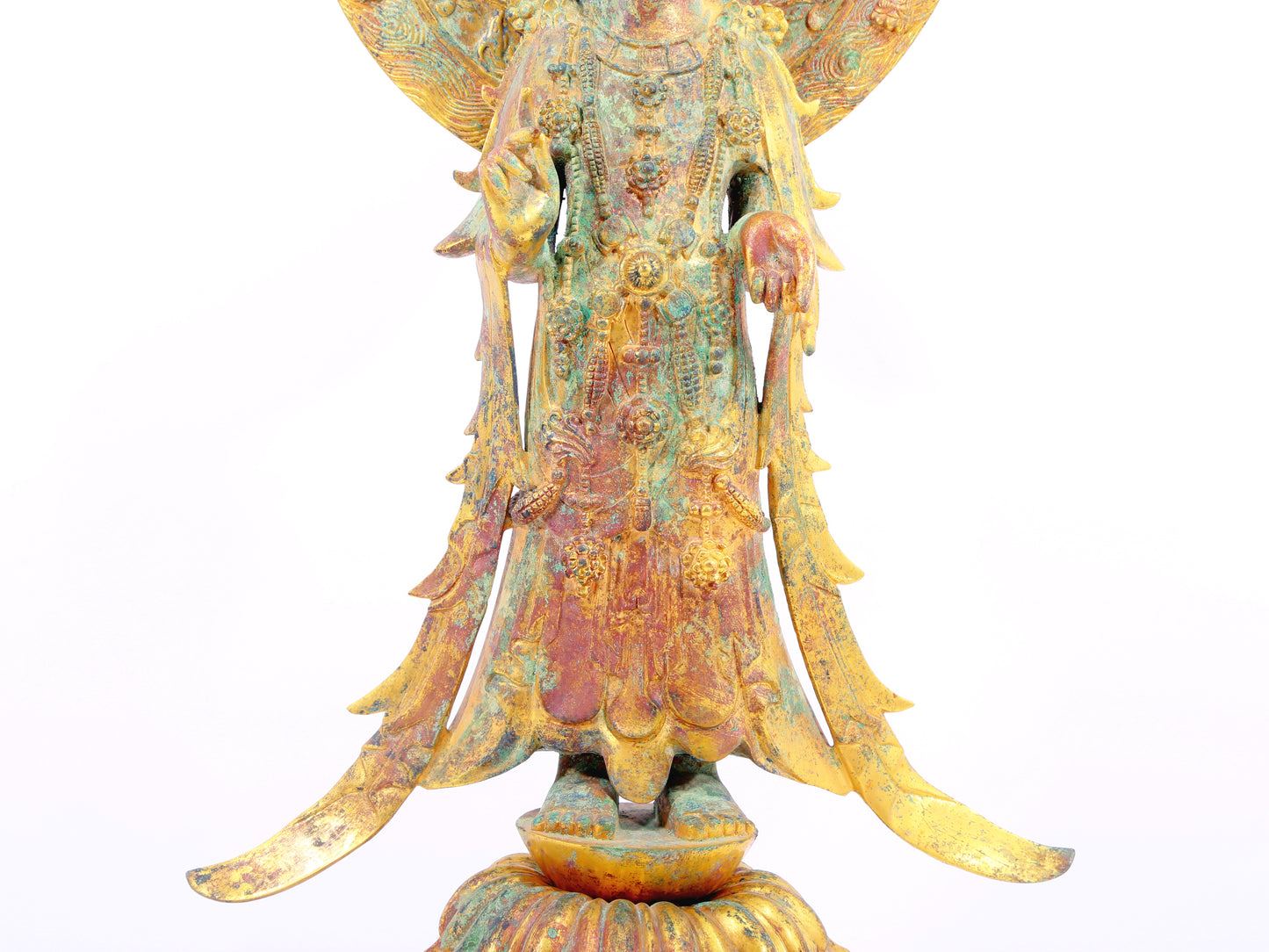 A serene gilt bronze statue of Bodhisattva