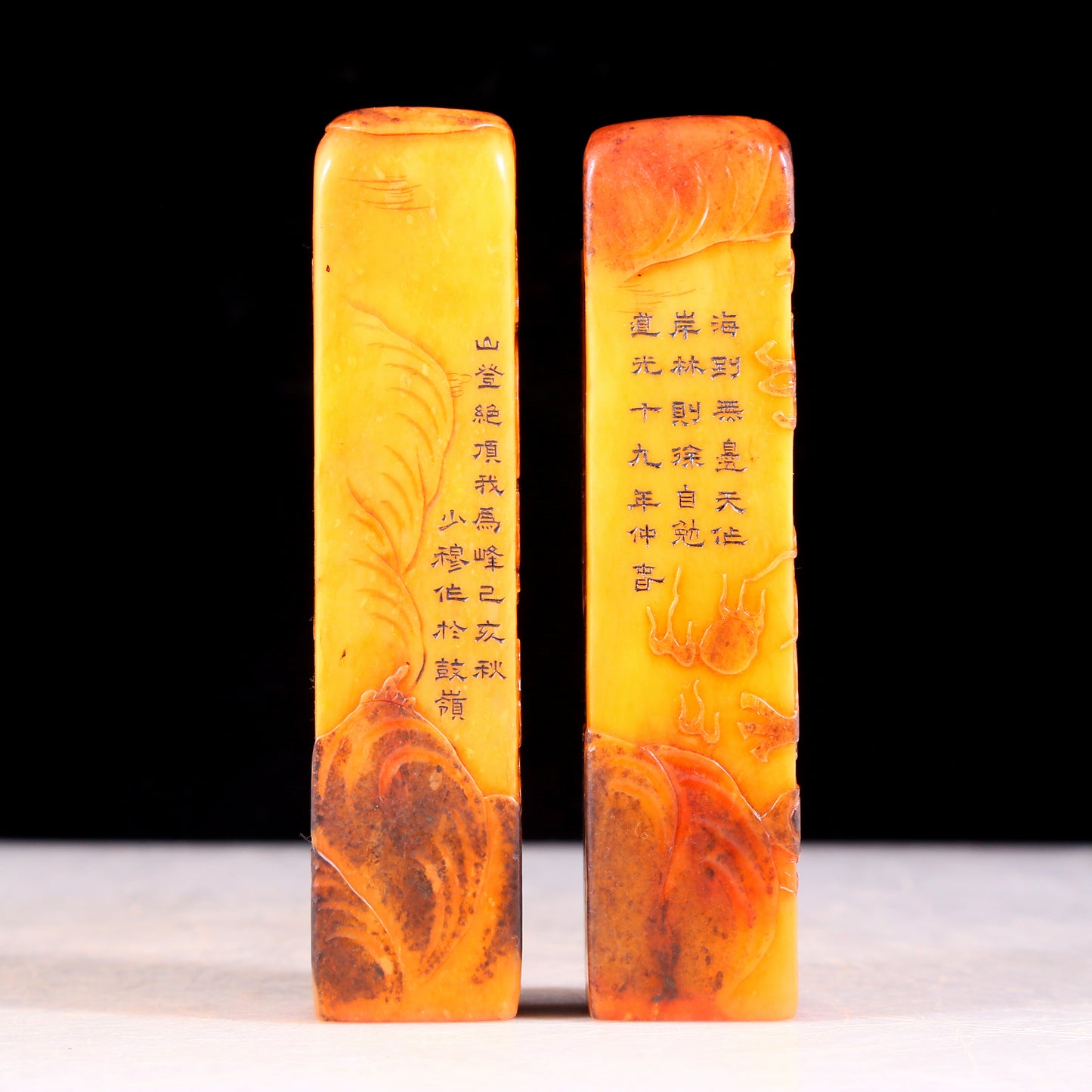 A set of exquisite Tianhuang stone seals with dragon and phoenix patterns