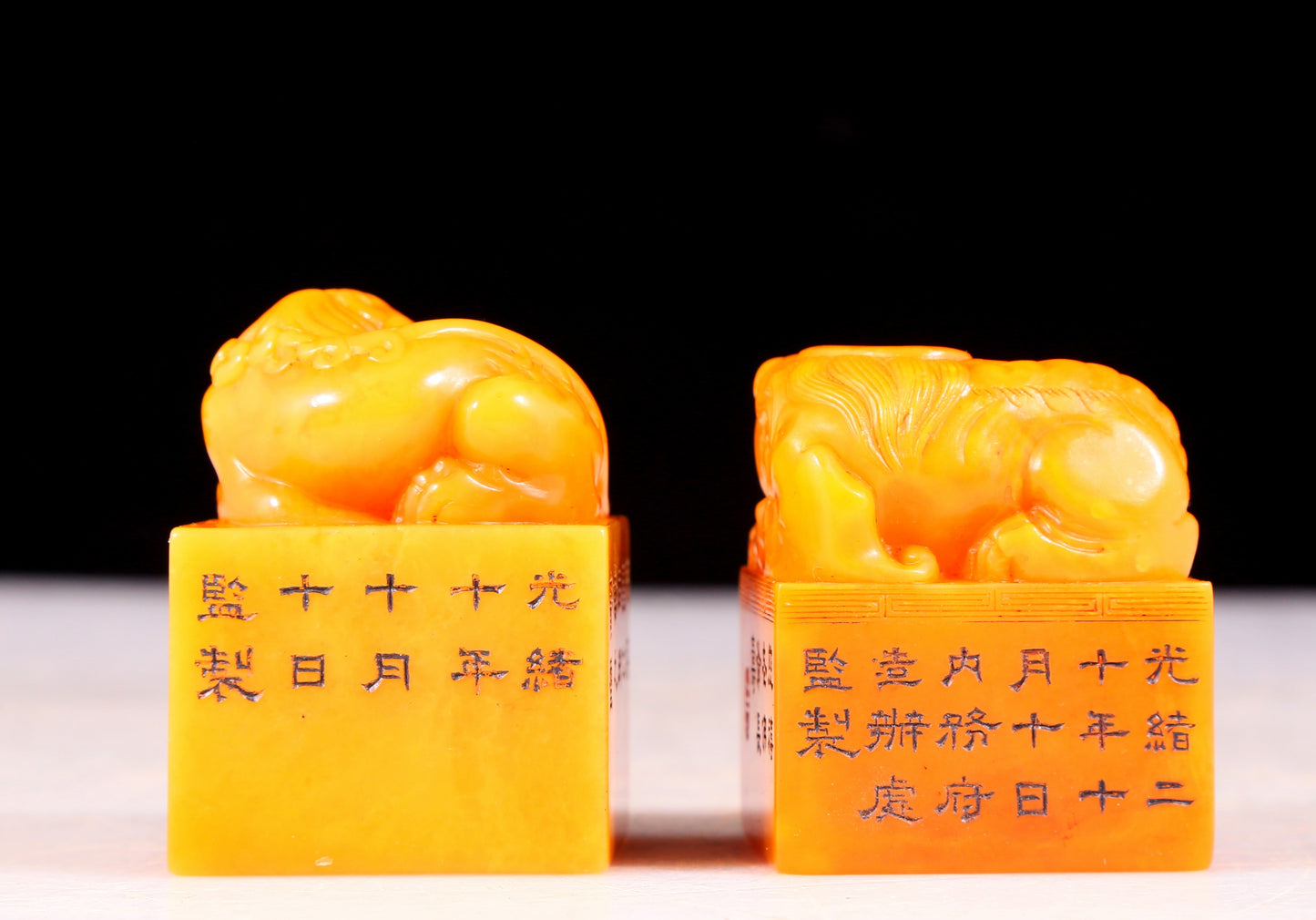 A set of exquisite Tianhuang stone seals with auspicious animal patterns