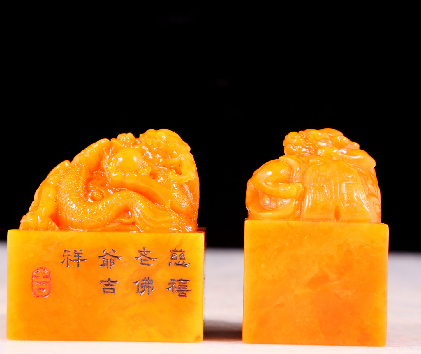 A set of exquisite Tianhuang stone seals with auspicious animal patterns