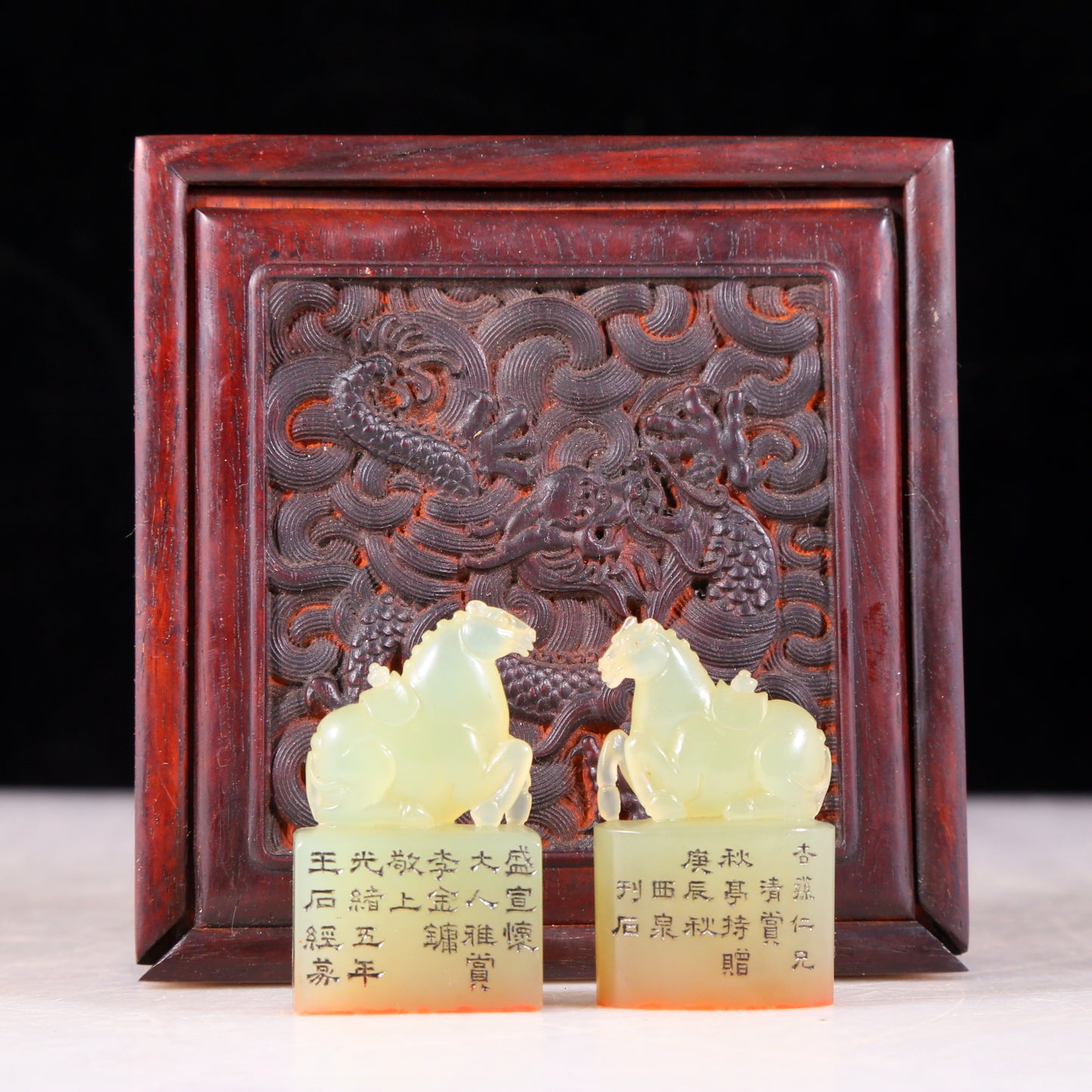 A pair of Shoushan stone horse seals, Guangxu period