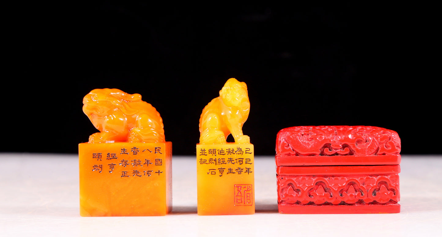 A set of exquisite Tianhuang stone auspicious animal seals