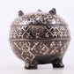 An exquisite bronze-inlaid silver animal-eared tripod jar with lid