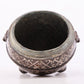 An exquisite bronze-inlaid silver animal-eared tripod jar with lid