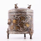 Wonderful Bronze Gold& Silver-Inlaid 'Auspicious Beast& Auspicious Cloud' Tripod Jar And Cover