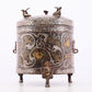 Wonderful Bronze Gold& Silver-Inlaid 'Auspicious Beast& Auspicious Cloud' Tripod Jar And Cover