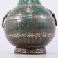 A Wonderful Bronze Silver-Inlaid Beast-Handled Vase With Inscriptions