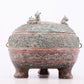 An exquisite bronze-painted dragon-patterned animal-eared tripod jar with lid