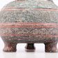 An exquisite bronze-painted dragon-patterned animal-eared tripod jar with lid