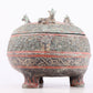 An exquisite bronze-painted dragon-patterned animal-eared tripod jar with lid