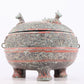 An exquisite bronze-painted dragon-patterned animal-eared tripod jar with lid