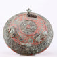 An exquisite bronze-painted dragon-patterned animal-eared tripod jar with lid